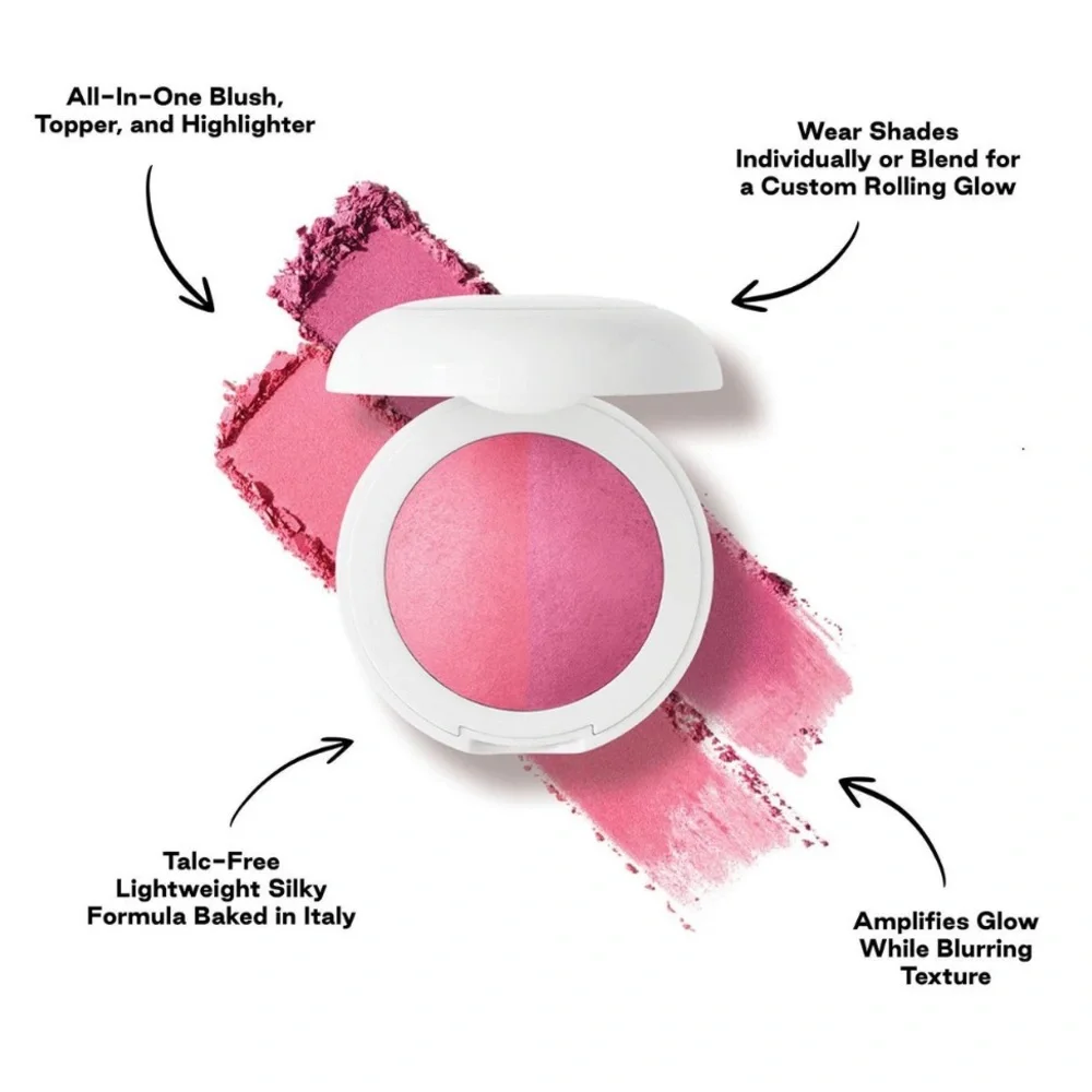 NIB Dibs Beauty Duet Baked Blush Duo in Shade VIP Pink